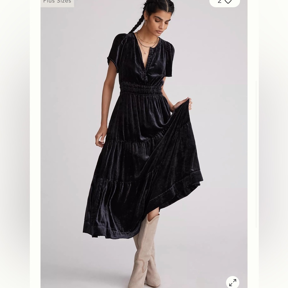 Anthropologie Somerset Velvet Maxi Dress Womens Small Black